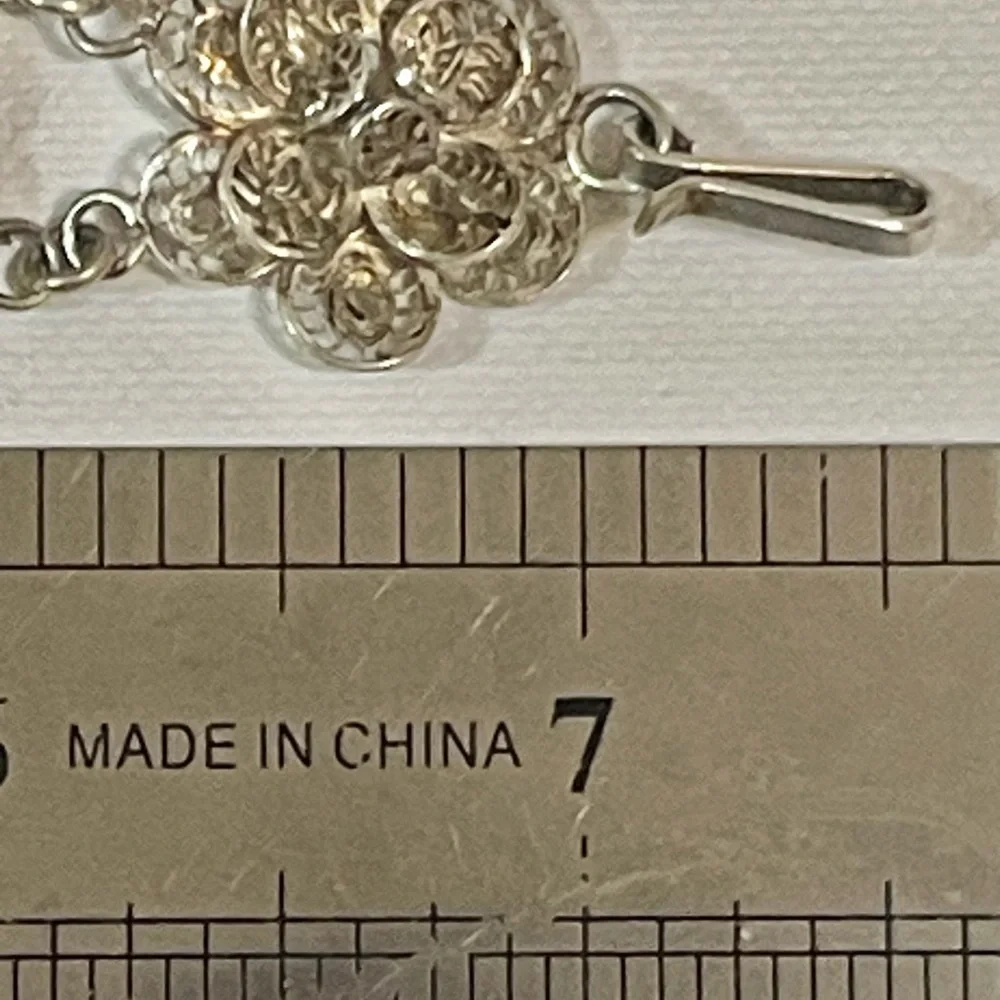 Antique? VTG? Sterling Silver Bracelet Filigree Flower Linked Sz 7 “ 18 G